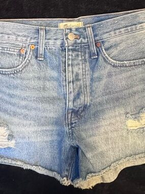 Madewell Light Blue Distressed Denim Cutoff Shorts